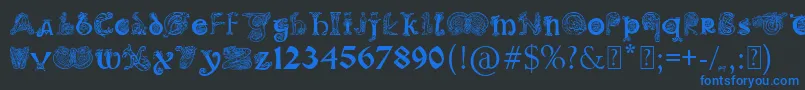 Czcionka PaulsIlluminatedCelticFont – niebieskie czcionki na czarnym tle