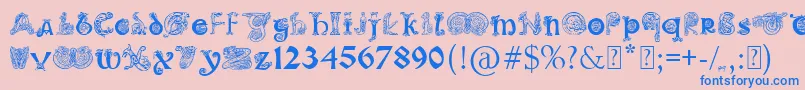 Fonte PaulsIlluminatedCelticFont – fontes azuis em um fundo rosa