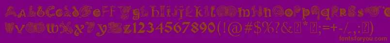 Шрифт PaulsIlluminatedCelticFont – коричневые шрифты на фиолетовом фоне