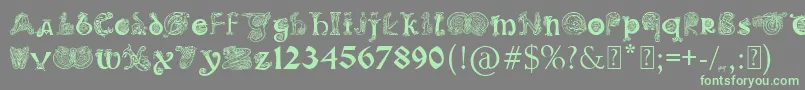 PaulsIlluminatedCelticFont-Schriftart – Grüne Schriften auf grauem Hintergrund