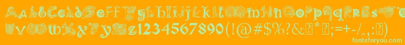 PaulsIlluminatedCelticFont Font – Green Fonts on Orange Background