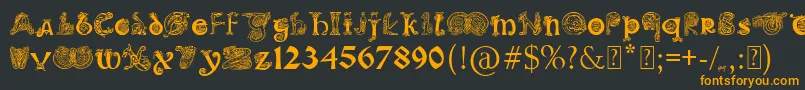 Шрифт PaulsIlluminatedCelticFont – оранжевые шрифты на чёрном фоне