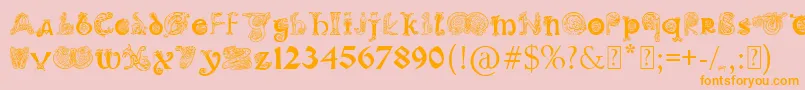 PaulsIlluminatedCelticFont-fontti – oranssit fontit vaaleanpunaisella taustalla