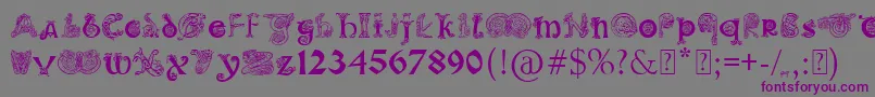 Czcionka PaulsIlluminatedCelticFont – fioletowe czcionki na szarym tle