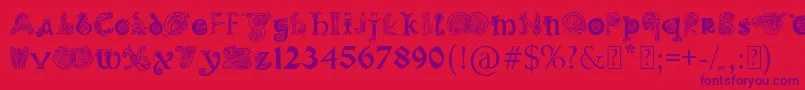 PaulsIlluminatedCelticFont-Schriftart – Violette Schriften auf rotem Hintergrund