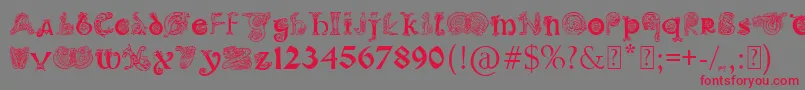 フォントPaulsIlluminatedCelticFont – 赤い文字の灰色の背景