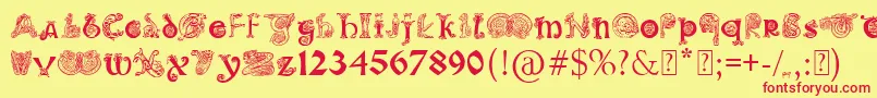 PaulsIlluminatedCelticFont Font – Red Fonts on Yellow Background