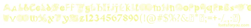 フォントPaulsIlluminatedCelticFont – 白い背景に黄色の文字