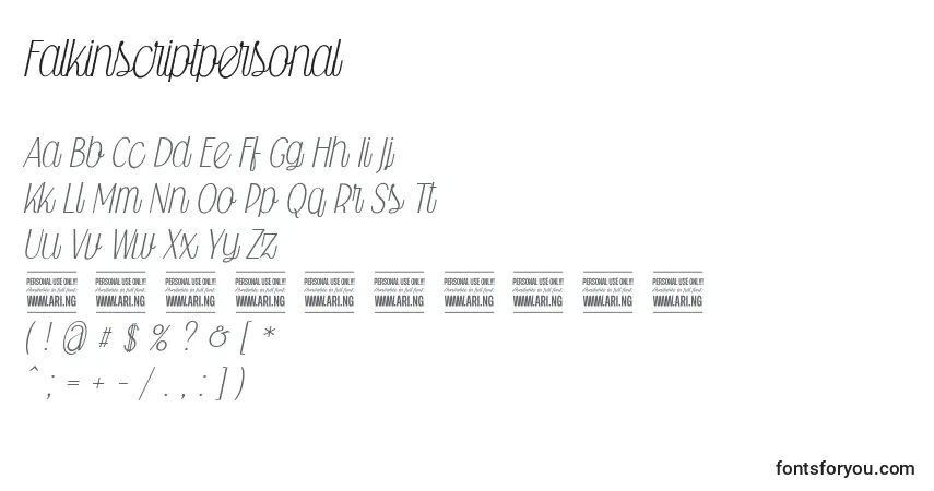 Schriftart Falkinscriptpersonal – Alphabet, Zahlen, spezielle Symbole