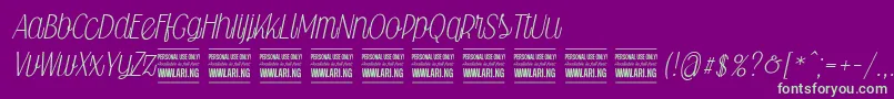 Falkinscriptpersonal Font – Green Fonts on Purple Background