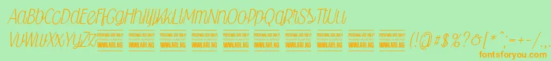 Falkinscriptpersonal-Schriftart – Orangefarbene Schriften auf grünem Hintergrund