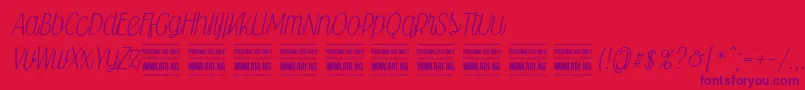 Fonte Falkinscriptpersonal – fontes roxas em um fundo vermelho