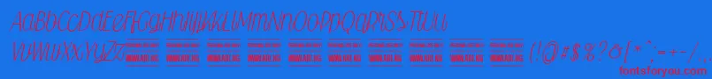 Falkinscriptpersonal-Schriftart – Rote Schriften auf blauem Hintergrund