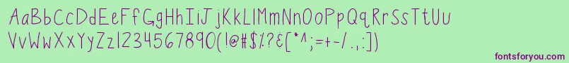 Kbwiggleworm Font – Purple Fonts on Green Background