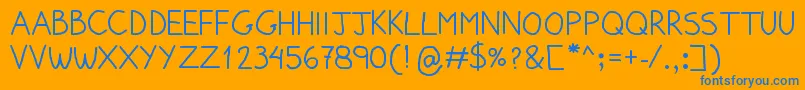 PumpedUpKicks-Schriftart – Blaue Schriften auf orangefarbenem Hintergrund