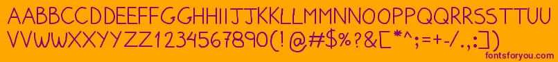 PumpedUpKicks-Schriftart – Violette Schriften auf orangefarbenem Hintergrund
