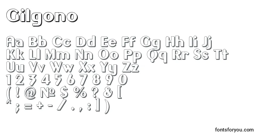 Schriftart Gilgono – Alphabet, Zahlen, spezielle Symbole