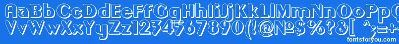 Gilgono-Schriftart – Weiße Schriften auf blauem Hintergrund