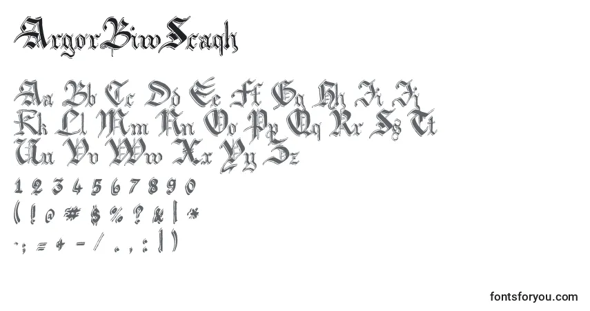 A fonte ArgorBiwScaqh – alfabeto, números, caracteres especiais