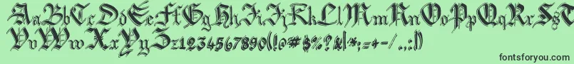 フォントArgorBiwScaqh – 緑の背景に黒い文字