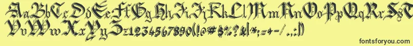 ArgorBiwScaqh Font – Black Fonts on Yellow Background