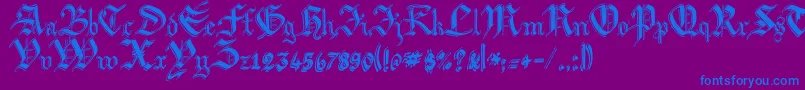 ArgorBiwScaqh-Schriftart – Blaue Schriften auf violettem Hintergrund