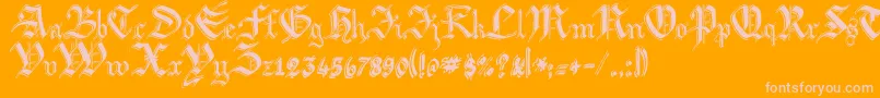 ArgorBiwScaqh-Schriftart – Rosa Schriften auf orangefarbenem Hintergrund