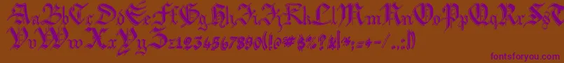 ArgorBiwScaqh Font – Purple Fonts on Brown Background