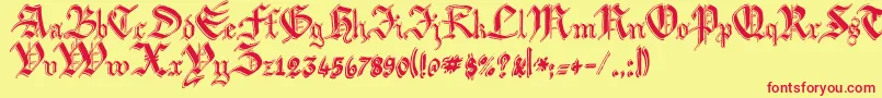 ArgorBiwScaqh Font – Red Fonts on Yellow Background