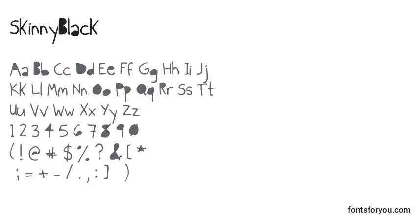 Schriftart SkinnyBlack – Alphabet, Zahlen, spezielle Symbole