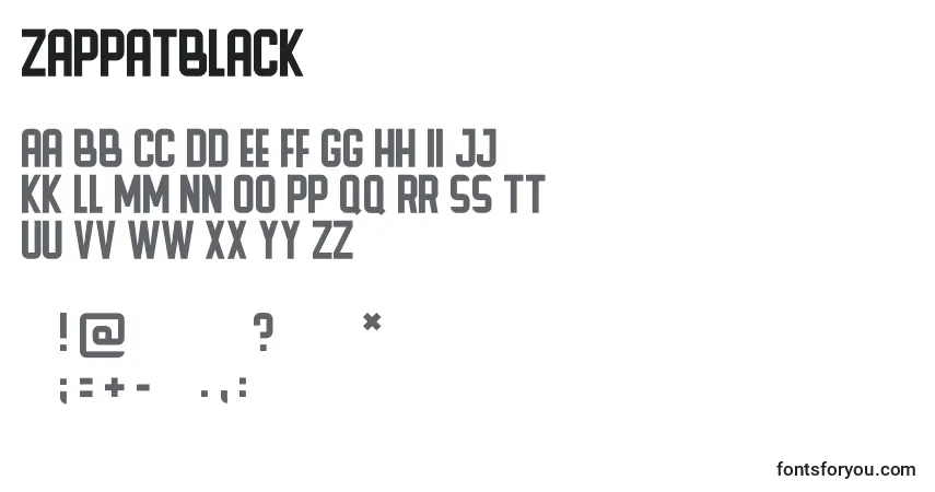 A fonte ZappatBlack – alfabeto, números, caracteres especiais