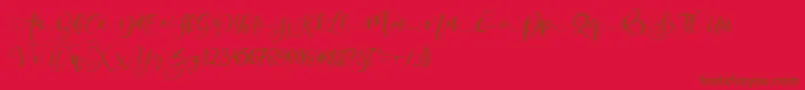 フォントValledofasJustPersonalOnly – 赤い背景に茶色の文字