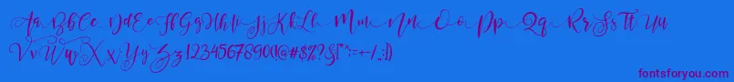 ValledofasJustPersonalOnly-Schriftart – Violette Schriften auf blauem Hintergrund