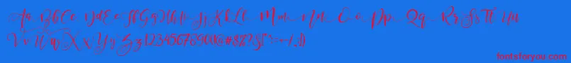 ValledofasJustPersonalOnly-fontti – punaiset fontit sinisellä taustalla