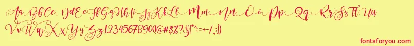ValledofasJustPersonalOnly-Schriftart – Rote Schriften auf gelbem Hintergrund
