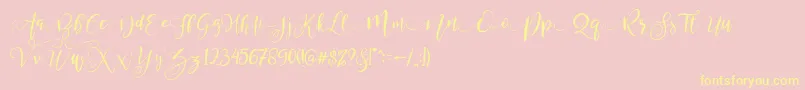 ValledofasJustPersonalOnly-Schriftart – Gelbe Schriften auf rosa Hintergrund