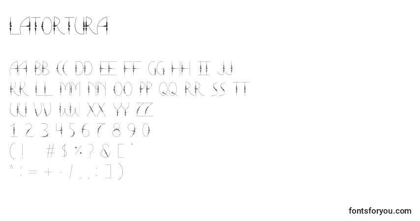 Шрифт LaTortura – алфавит, цифры, специальные символы