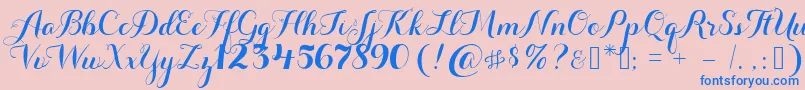 Aurella Font – Blue Fonts on Pink Background