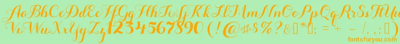 Aurella Font – Orange Fonts on Green Background