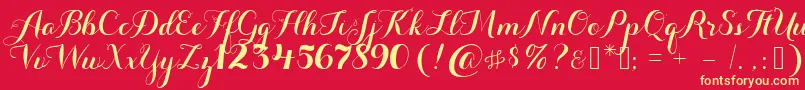 Aurella Font – Yellow Fonts on Red Background