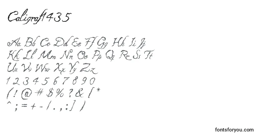 Czcionka Caligraf1435 – alfabet, cyfry, specjalne znaki