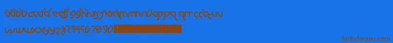 DrumAndBassLdr-Schriftart – Braune Schriften auf blauem Hintergrund