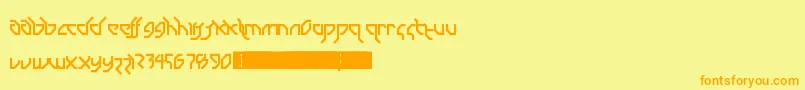 DrumAndBassLdr-Schriftart – Orangefarbene Schriften auf gelbem Hintergrund