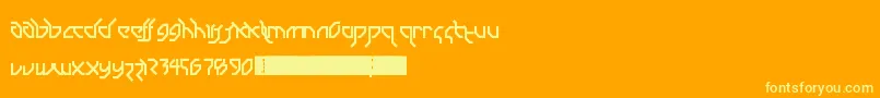 DrumAndBassLdr-fontti – keltaiset fontit oranssilla taustalla