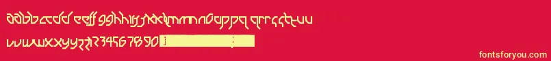 フォントDrumAndBassLdr – 黄色の文字、赤い背景