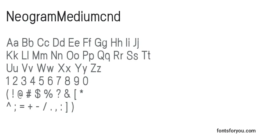 Czcionka NeogramMediumcnd – alfabet, cyfry, specjalne znaki