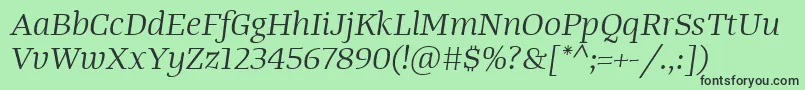 Czcionka TangerserifwideBookitalic – czarne czcionki na zielonym tle