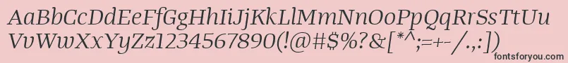 フォントTangerserifwideBookitalic – ピンクの背景に黒い文字