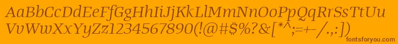 fuente TangerserifwideBookitalic – Fuentes Marrones Sobre Fondo Naranja
