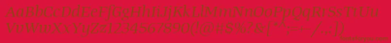 Czcionka TangerserifwideBookitalic – brązowe czcionki na czerwonym tle